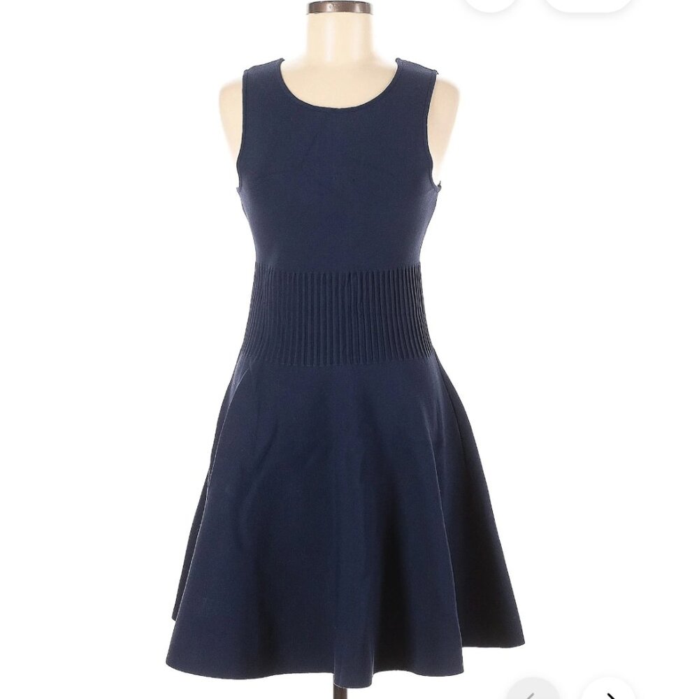 Milly Fit & Flare Sleeveless Navy Stretch Mini Dress Size Small